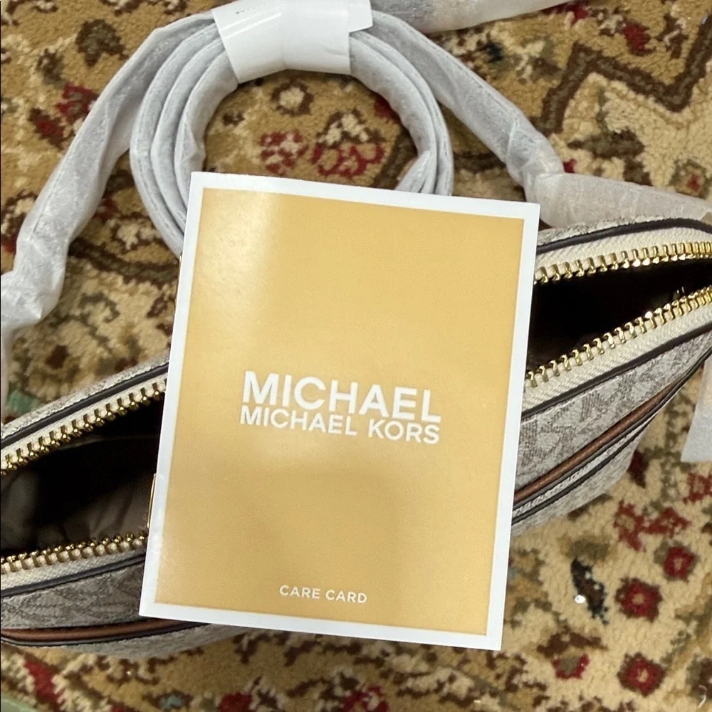 Michael Kors Cream and Brown Crossbody Bag
